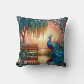 夕暮れ威厳のあるに浮かぶクジャク クッション (正面)