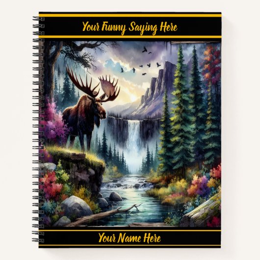 夕暮れ威厳のあるの穏やかな滝でムースを鳴らす ノートブック (正面)