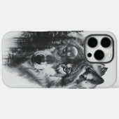 夕暮れ威厳のあるの霧に覆われた森の中の狼 Case-Mate iPhoneケース (裏面 (横))