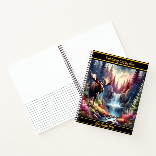 夕暮れ威厳のあるの静かな滝でムースを鳴らす ノートブック (内部)