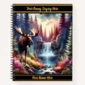 夕暮れ威厳のあるの静かな滝でムースを鳴らす ノートブック (正面)