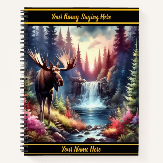夕暮れ威厳のあるの静かな滝でムースを鳴らす ノートブック (正面)