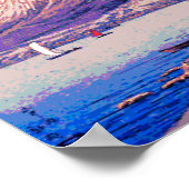 夕暮れ山中湖の富士山 ポスター (角)