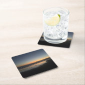 夕暮れ時から夕暮れ時までビーチ写真 スクエアペーパーコースター (インサイチュ)