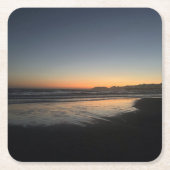 夕暮れ時から夕暮れ時までビーチ写真 スクエアペーパーコースター (正面)