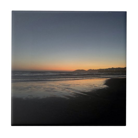 夕暮れ時から夕暮れ時までビーチ写真 タイル (正面)