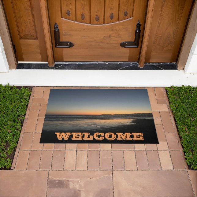 夕暮れ時から夕暮れ時までビーチ写真 ドアマット (室外)