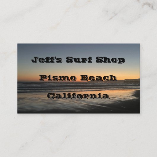 夕暮れ時から夕暮れ時までビーチ写真 名刺 (正面)