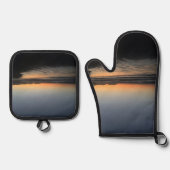 夕暮れ時から夕暮れ時までビーチ写真 鍋つかみ&鍋敷きセット (正面)