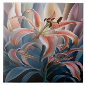 夕暮れ時にカラフルの離れ間で咲く百合 タイル (正面)