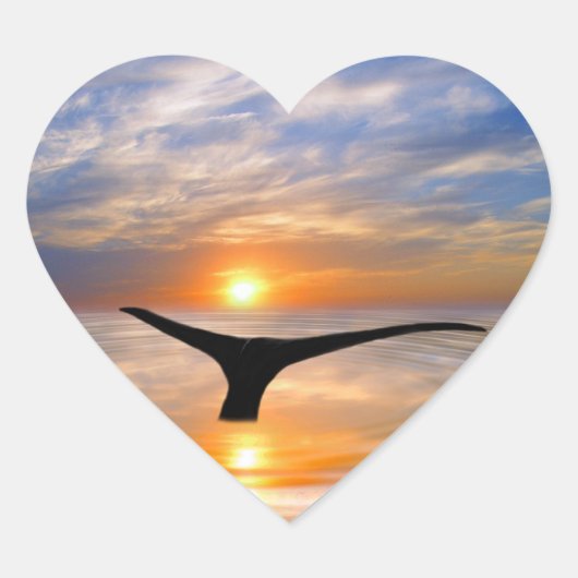 夕暮れ時にクジラの尾 ハートシール (正面)