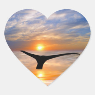 夕暮れ時にクジラの尾 ハートシール