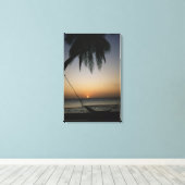 夕暮れ時にシルエットの空のハンモック キャンバスプリント (インサイチュ (ウッドフロア))