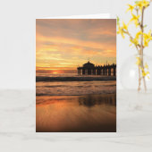 夕暮れ時にジェティ カード (黄色い花)