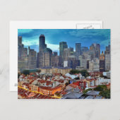 夕暮れ時にチャイナタウンから見たシンガポールのスカイライン ポストカード (正面/裏面)