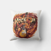 夕暮れ時にノートで炎の中のギター クッション (裏面)