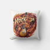 夕暮れ時にノートで炎の中のギター クッション (正面)