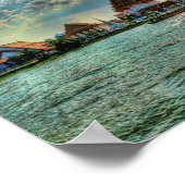 夕暮れ時にバンコク近くの美しい寺院 ポスター (角)