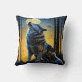 夕暮れ時にムーンライトウルフがハウリング。 クッション (裏面)