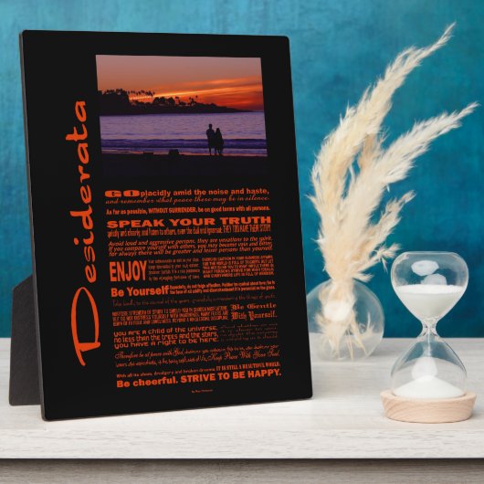 夕暮れ時にロマンチックなカップルをデシデラタ詩 フォトプラーク (側面)