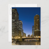 夕暮れ時に凍っていシカゴ川を見下ろした ポストカード (正面/裏面)