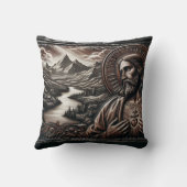 夕暮れ時に威厳のある山に囲まれたイエス クッション (裏面)