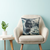 夕暮れ時に嵐の海と戦う海賊船 クッション (椅子)