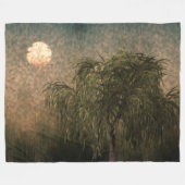 夕暮れ時に柳 フリースブランケット (正面(横))