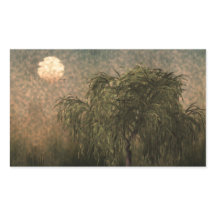 夕暮れ時に柳