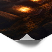 夕暮れ時に森を曲がりくねった石畳の道 ポスター (角)