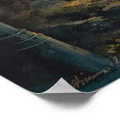 夕暮れ時に森を曲がりくねった道 ポスター (角)