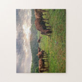 夕暮れ時に池のそばの牛 ジグソーパズル (縦)