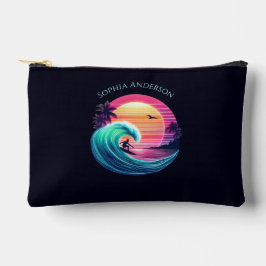 夕暮れ時に波に乗る アクセサリーポーチ