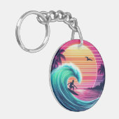 夕暮れ時に波に乗る キーホルダー (正面左)