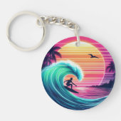 夕暮れ時に波に乗る キーホルダー (正面)