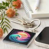 夕暮れ時に波に乗る キーホルダー (正面右)