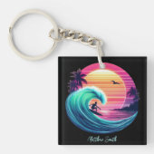 夕暮れ時に波に乗る キーホルダー (正面)