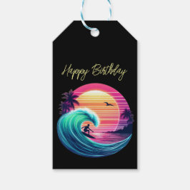 夕暮れ時に波に乗る ギフトタグ