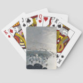 夕暮れ時に湖に浮かぶアヒルやマガードやスワン トランプ (裏面)