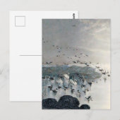 夕暮れ時に湖に浮かぶアヒルやマガードやスワン ポストカード (正面/裏面)