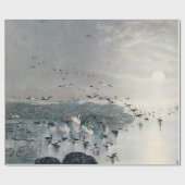 夕暮れ時に湖に浮かぶアヒルやマガードやスワン ラッピングペーパー (フラット)