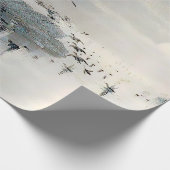 夕暮れ時に湖に浮かぶアヒルやマガードやスワン ラッピングペーパー (角)