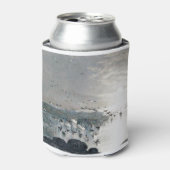 夕暮れ時に湖に浮かぶアヒルやマガードやスワン 缶クーラー (缶正面)