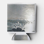 夕暮れ時に湖に浮かぶアヒルやマガードやスワン 缶クーラー (正面)