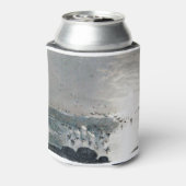 夕暮れ時に湖に浮かぶアヒルやマガードやスワン 缶クーラー (缶裏面)