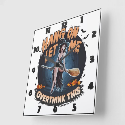 夕暮れ時に満月の下で考える魔女 スクエア壁時計 (傾斜)