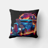 夕暮れ時に炎の風景を駆け抜ける熱棒 クッション (裏面)