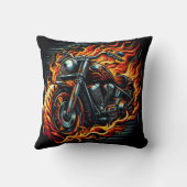 夕暮れ時に炎を上げるオートバイ クッション (裏面)