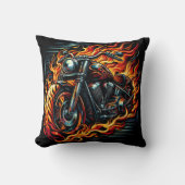 夕暮れ時に炎を上げるオートバイ クッション (正面)