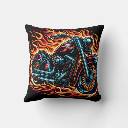 夕暮れ時に炎鮮やかの中で鳴るバイク クッション (裏面)